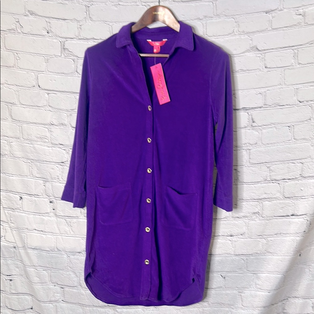 Lilly Pulitzer Purple Natalie Terry Swimsuit Cover-Up Size Small Brand New W/Tag